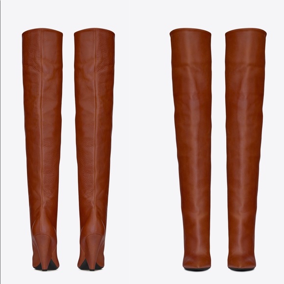 SOLD Saint Laurent Niki Leather Thigh High Boots - Picture 4 of 11